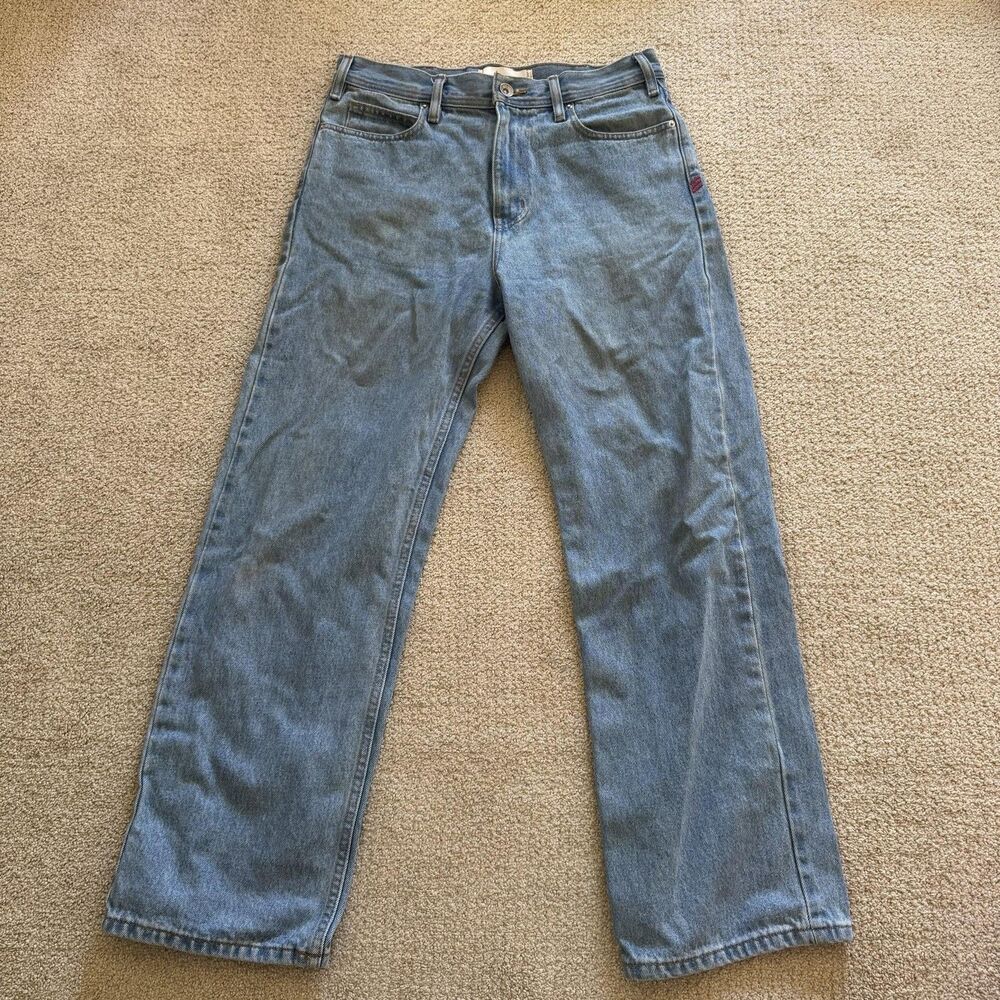 BDG Jeans Mens 30x30 Blue Light Wash Relaxed Skate Fit Straight Denim Casual